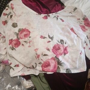 Siren Lily White and Pink Floral Crop Top